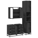 ZNTS 3 Piece Bathroom Furniture Set Black Engineered Wood 3301080