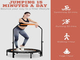 40" Foldable Mini Fitness Trampoline, with Adjustable Foam Handle, Orange T3398P349134