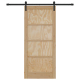 Sliding Door Natural and Black 86 x 198.5 cm Solid Pine Wood 3445402