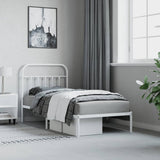 Bed Frame White Steel Single Bed Frame Rectangular Industrial 352620