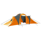 Camping Tent 9 Persons Fabric Grey and Orange 93181