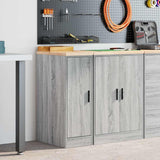 Garage Storage Cabinet Grey Sonoma 30x51x85 cm Solid Wood Pine 860558