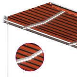 Manual Retractable Awning with LED 4.5x3 m Orange and Brown 3069965