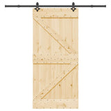 Sliding Door with Hardware Set 95x210 cm Solid Wood Pine 3332636