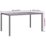 Garden Table Grey 150 x 90 x 75 cm Poly Rattan 362545