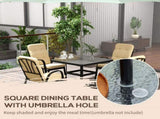 5 Pieces Outdoor Square Garden Dining Set w/ Tempered Glass Dining Table 4 Cushioned Armchairs, T3398P314105