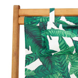 Folding Chair Leaf Pattern Solid Wood Eucalyptus and Fabric 366562