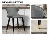 Bar Stools Set of 2, PU Leather Barstools with Back, Footrest and Wood Legs for Kitchen, Counter, T3398P423522