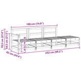 Sectional Sofa Units Wax Brown 252 x 62 x 70.5 cm 865511