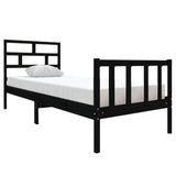 Bed Frame without Mattress Black Solid Wood Pine Small Single 3101312