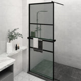 ZNTS Walk-in Shower Wall with Shelf Black 80x195cm ESG Glass&Aluminium 3185454