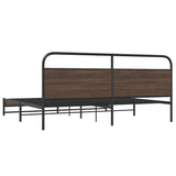 Metal Bed Frame without Mattress Brown Oak 193x203 cm 3318706