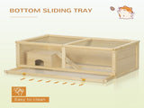 Wooden Hamster Cage with Sliding Tray, Openable Top, Hut for Syrian Hamster, Natural Wood Finish T3398P350085