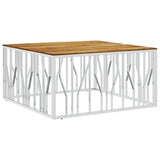 Coffee Table Silver Stainless Steel and Solid Wood Acacia 350071