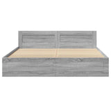 Bed Frame with Headboard without Mattress Grey Sonoma 180x200 cm Super King 3295546
