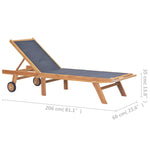 Folding Sun Loungers with Wheels 2 pcs Solid Teak and Textilene 3073000