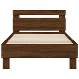 Bed Frame without Mattress with LED Lights Brown Oak 100x200 cm 838714