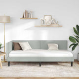 Corner Bed Frame Light Grey 100 cm x 200 cm Velvet 42016236
