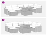 8 Piece Garden Sofa Set with Cushions Beige Poly Rattan Acacia 3327517