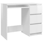 ZNTS Desk High Gloss White 90x45x76 cm Engineered Wood 801379