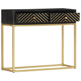 Console Table Black and Gold 90x30x75 cm Solid Mango Wood 286518
