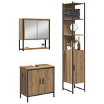 Bathroom Furniture Set with Door 3 pcs Brown 33 x 33 x 185.5 cm 3334361