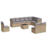 11 Piece Garden Sofa Set with Cushions Beige Poly Rattan 3217809