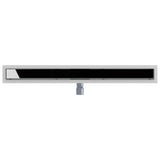 Shower Drain with Glass Cover Black 90 cm Stainless Steel 304 42015953