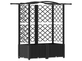 Raised Bed with Trellis and Roof Black 122 x 40 x 141 cm PP 42032536