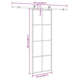 Sliding Door with Hardware Set Black 76x205 cm ESG Glass 3375942