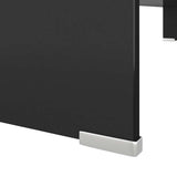 244139 TV Stand/Monitor Riser Glass Black 100x30x13 cm