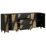 Bathroom Cabinet Set with Drawer 3 pcs Black 180 x 33 x 75 cm 3310158