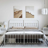 Bed Frame White Powder-coated steel Double Bed Frame 352650