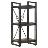 Bookcase Black Solid mango wood and powder-coated steel Medium 320625