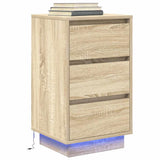Bedside Cabinet with LED Lights Sonoma Oak 38x34x65 cm 861303