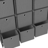 322617 12-Cube Display Shelf with Boxes Grey 103x30x141 cm Fabric