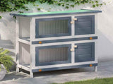 170834 Outdoor Rabbit Hutch 4 Doors Grey Wood