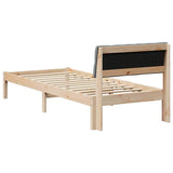 Bed frame Brown and light grey 75 x 190 cm Solid pine wood 878649