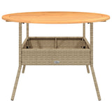 Garden Table with Acacia Wood Top Beige 110x71 cm Poly Rattan 368627