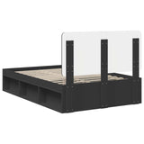 Bed Frame with Headboard Black 120 x 190 cm Solid Pine Wood 3412516