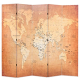 Folding Room Divider 200x170 cm World Map Yellow 245879