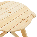 Picnic Table for 4 Kids with Umbrella Round Solid Wood Fir 3281622
