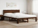 Double Bed Frame with Headboard ROSTOCK Dark Brown 135 x 190 cm 3405407