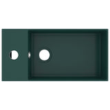 Bathroom Sink with Overflow Ceramic Dark Green 146992