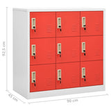 Locker Cabinets 2 pcs Light Grey and Red 90x45x92.5 cm Steel 3095241
