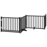 Dog Gate with Door Foldable 10 Panels Black 800 cm Poplar Wood 3155739