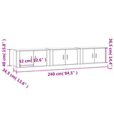 3 Piece Wall-mounted TV Cabinet Set Grey Sonoma 80x34,5x40 cm 3188364