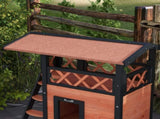 Cat House Outdoor w/ Balcony Stairs Roof, 77 x 50 x 73 cm, Brown T3398P349840