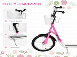 Kids Scooter, Kick Stunt Scooter with Adjustable Handlebar, Dual Brakes, Basket, Cupholder, T3398P348523