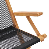 Garden Chair Set of 2 Black with wooden frame 49362